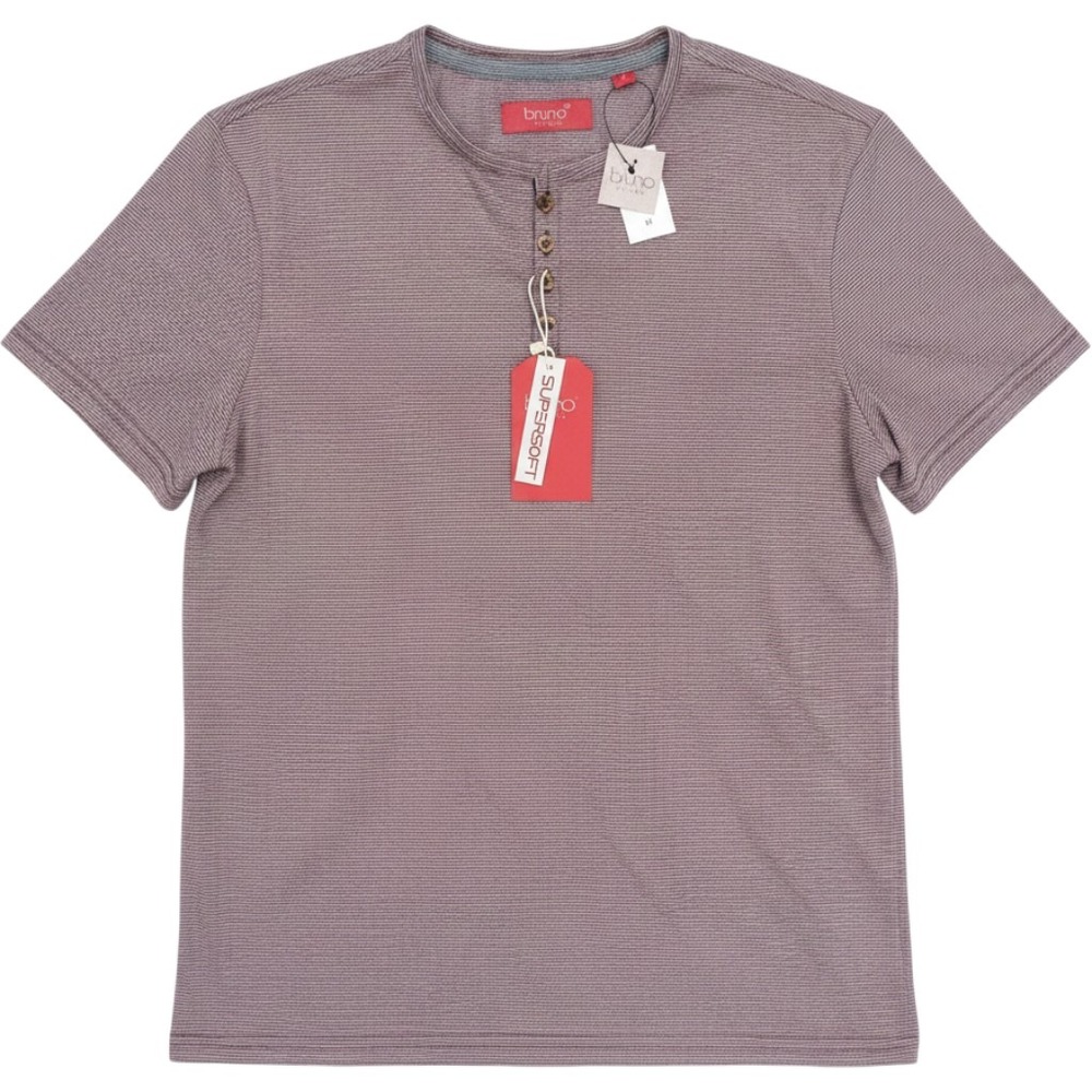 Bruno Milano Henley Shirt Mens Medium Windsor Wine NEW Supersoft Stripe A24Y1119